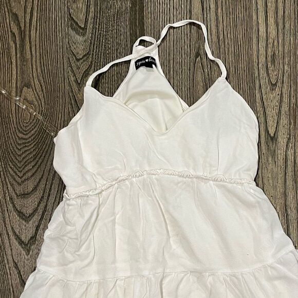 Sequin Hearts Tiered A-Line Mini Dress V-Neck Racerback Lined White Size Medium - Picture 3 of 8